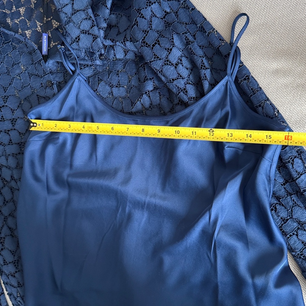 Ellie Tahari Geo Lace Button Shirt Sea Blue Size XS - Picture 13 of 14